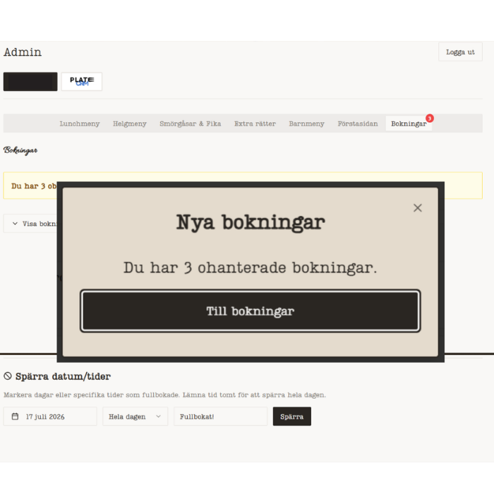 Notiser för nya bokningar